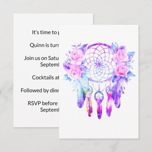 Roze Rozen Dreamcatcher Bloemendromen Aankondiging (Voorkant / Achterkant)