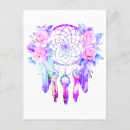 Roze Rozen Dreamcatcher Bloemendromen Aankondigingskaart