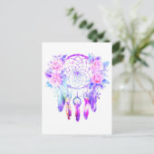 Roze Rozen Dreamcatcher Bloemendromen Aankondigingskaart (Staand voorkant)