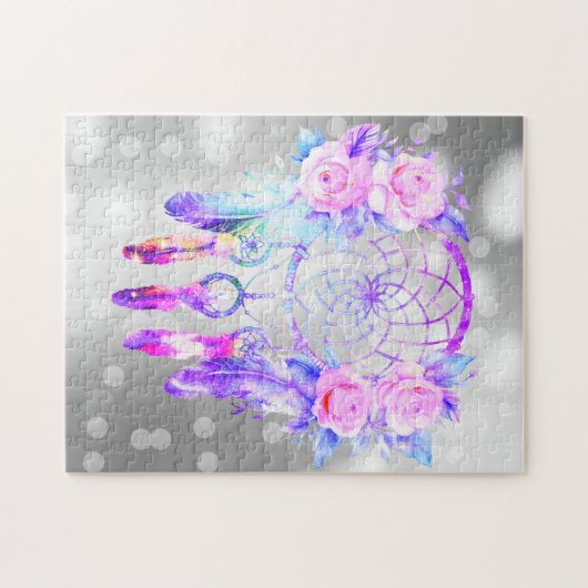 Roze Rozen Dreamcatcher Bloemendromen Legpuzzel (Horizontaal)