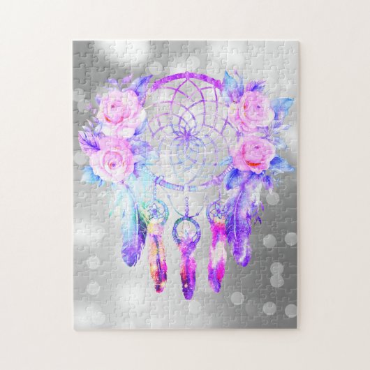 Roze Rozen Dreamcatcher Bloemendromen Legpuzzel (Verticaal)
