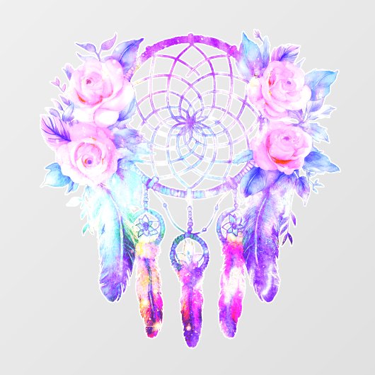 Roze Rozen Dreamcatcher Bloemendromen Raamsticker (Vel)