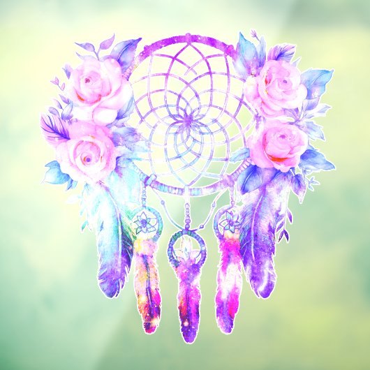 Roze Rozen Dreamcatcher Bloemendromen Raamsticker (Vel 3)
