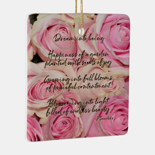 Roze Rozen Droom Gedicht Keramisch Ornament (Rechts)