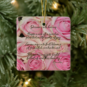 Roze Rozen Droom Gedicht Keramisch Ornament