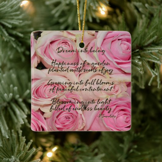 Roze Rozen Droom Gedicht Keramisch Ornament (Boom)