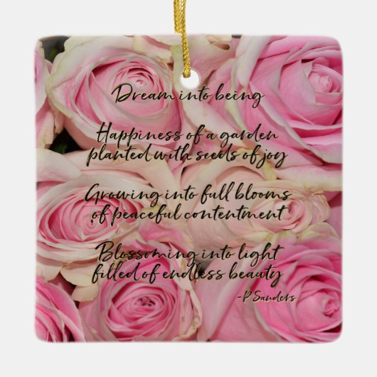 Roze Rozen Droom Gedicht Keramisch Ornament (Voorkant)