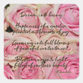 Roze Rozen Droom Gedicht Vierkante Sticker