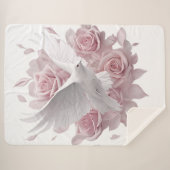 Roze Rozen + Duif Sherpa Deken (Voorkant (horizontaal))