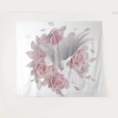 Roze rozen + duif wandtapijt wandkleed (Voorkant (horizontaal))