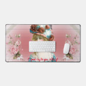  Roze Rozen Edwardian Era Motief Bureaumat (Keyboard & Muis)