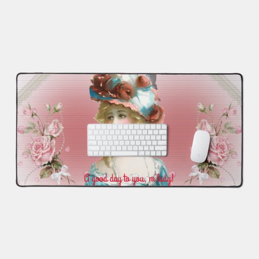  Roze Rozen Edwardian Era Motief Bureaumat (Keyboard & Muis)