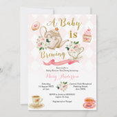 Roze rozen Een Baby is het Baby shower van de Tea Kaart (Voorkant)
