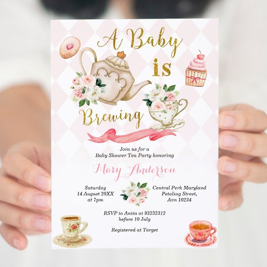 Roze rozen Een Baby is het Baby shower van de Tea Kaart
