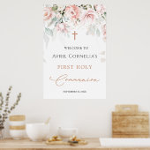 Roze rozen Eerste Heilige Communistische Welkomstt Poster (Keuken)