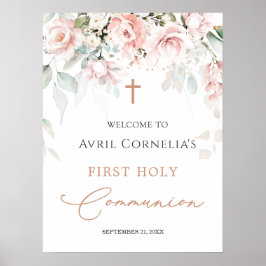 Roze rozen Eerste Heilige Communistische Welkomstt Poster