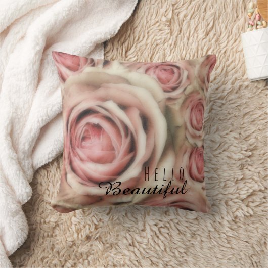 Roze Rozen Elegant Bloemen Rustieke Boerderij Chiq Kussen (Deken)