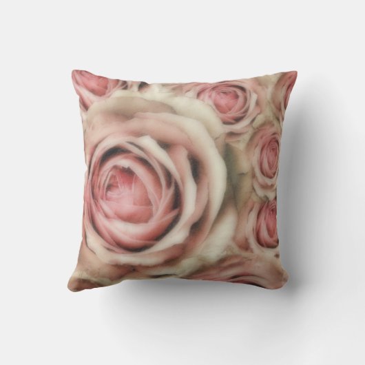 Roze Rozen Elegant Bloemen Rustieke Boerderij Chiq Kussen (Achterkant)