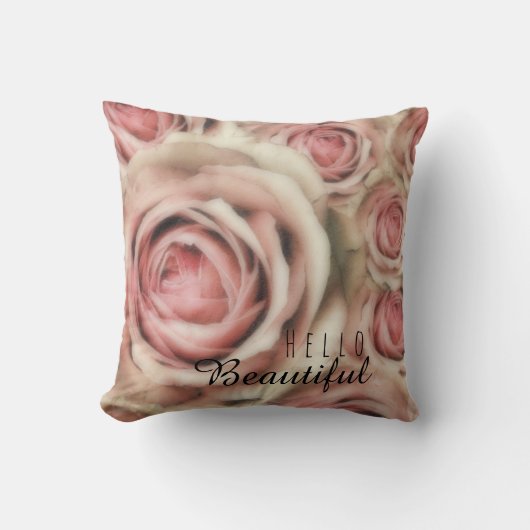 Roze Rozen Elegant Bloemen Rustieke Boerderij Chiq Kussen (Voorkant)
