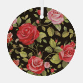 Roze rozen: elegant bloemenpatroon. glas ornament (Achterkant)