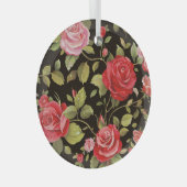 Roze rozen: elegant bloemenpatroon. glas ornament (Voorkant Rechts)