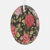 Roze rozen: elegant bloemenpatroon. glas ornament (Voorkant links)