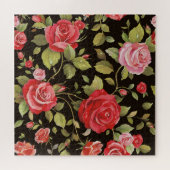 Roze rozen: elegant bloemenpatroon. legpuzzel (Horizontaal)