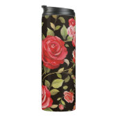 Roze rozen: elegant bloemenpatroon. thermosbeker (Geroteerd rechts)