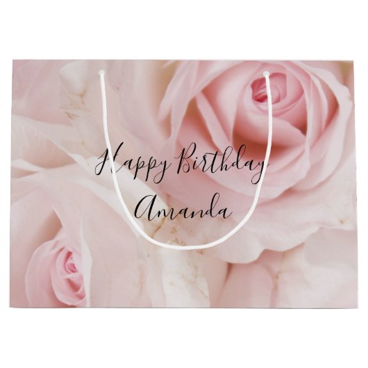  roze rozen Elegant Bouquet Birthday Groot Cadeauzakje (Voorkant)