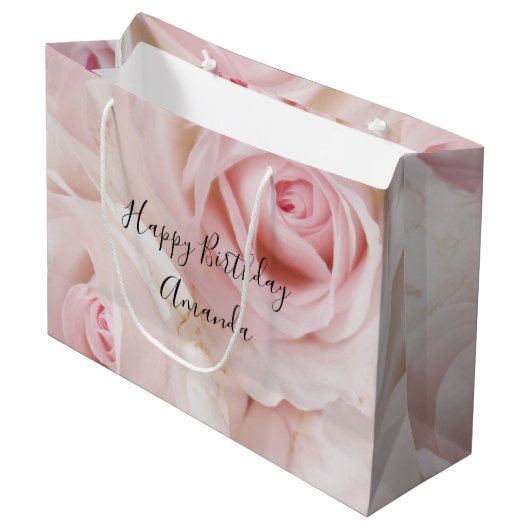  roze rozen Elegant Bouquet Birthday Groot Cadeauzakje (Voorkant Gekanteld)