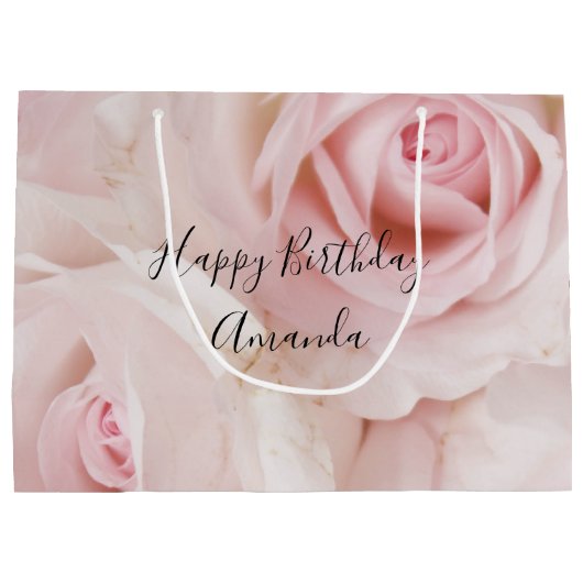 roze rozen Elegant Bouquet Birthday Groot Cadeauzakje (Achterkant)