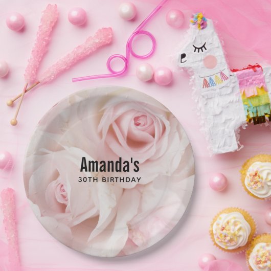  roze rozen Elegant Bouquet Birthday Papieren Bordje (Feest)