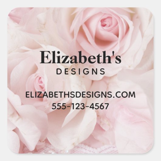 roze rozen Elegant Bouquet Business Vierkante Sticker (Voorkant)