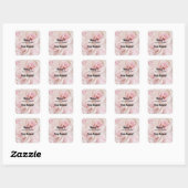  roze rozen Elegant Bouquet Candle Biz Vierkante Sticker (Vel)
