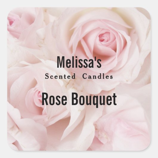  roze rozen Elegant Bouquet Candle Biz Vierkante Sticker (Voorkant)