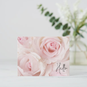  roze rozen Elegant Bouquet Hallo Feestdagenkaart