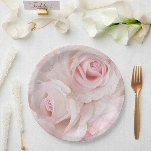  roze rozen Elegant Bouquet Papieren Bordje (Huwelijk)