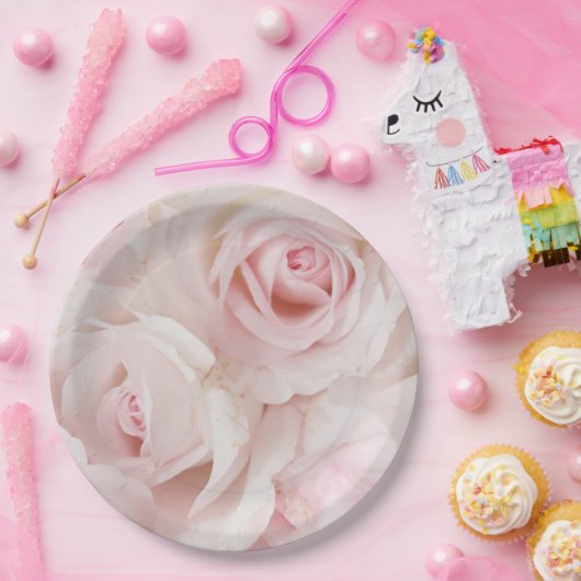  roze rozen Elegant Bouquet Papieren Bordje (Feest)