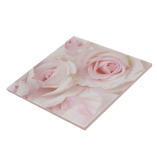  roze rozen Elegant Bouquet Tegeltje (Zijkant)