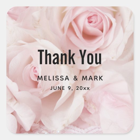  roze rozen Elegant Bouquet Vierkante Sticker (Voorkant)