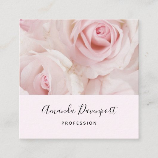 roze rozen Elegant Bouquet Vierkante Visitekaartje (Voorkant)