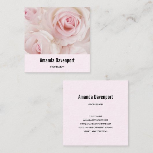  roze rozen Elegant Bouquet Vierkante Visitekaartje (Voorkant / Achterkant)