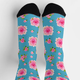 Roze Rozen Elegant Cadeau voor Haar, Romantische B Sokken