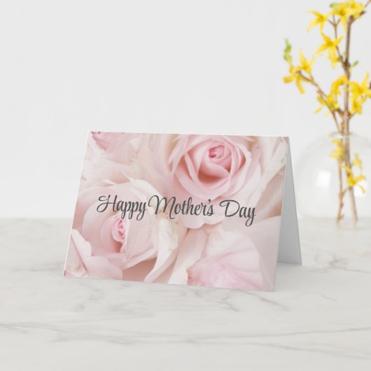 Roze Rozen & Elegant Kant - Moederdag Kaart (Gele Bloem)