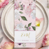 Roze Rozen Elegant Romantisch Monogram Menu