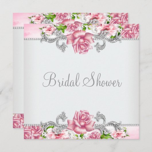 Roze Rozen Elegant Roos Vrijgezellenfeest Kaart (Voorkant / Achterkant)