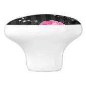 Roze Rozen Elegant Silver Glitter Keramische Knop (Zijkant)