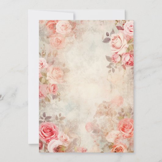 Roze Rozen Elegant Valentijnsdag Dinner Party Kaart (Achterkant)
