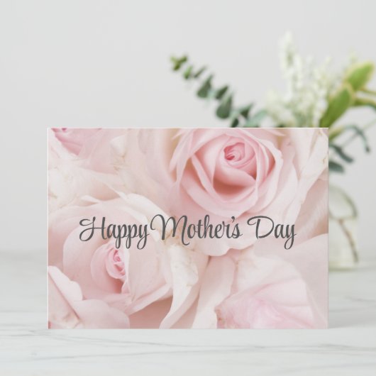 Roze Rozen Elegante Boeket Moederdag Kaart (Staand voorkant)