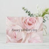 Roze Rozen Elegante Boeket Valentijnsdag Kaart (Staand voorkant)